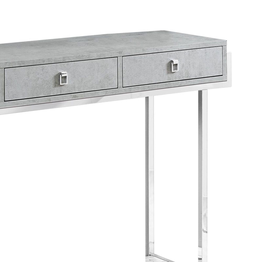 Monarch Specialties 48" Accent Table in Grey Cement-Look and Chrome, , large