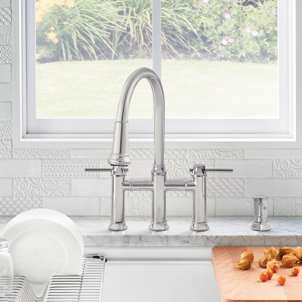 Blanco Empressa Pull-Down Bridge Faucet 1.5 GPM in Chrome, , large