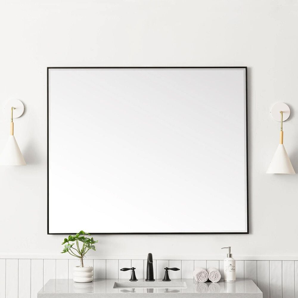James Martin Vanities Rohe 48&quot; Rectangular Mirror in Matte Black, , large