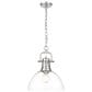 Golden Lighting Duncan 1-Light Pendant with Chain and Clear Glass Shade in Pewter, , large