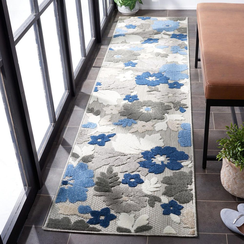 Safavieh Cabana CBN308F 2&#39;2&quot; x 11&#39; Grey and Blue Indoor/Outdoor Performance Runner, , large
