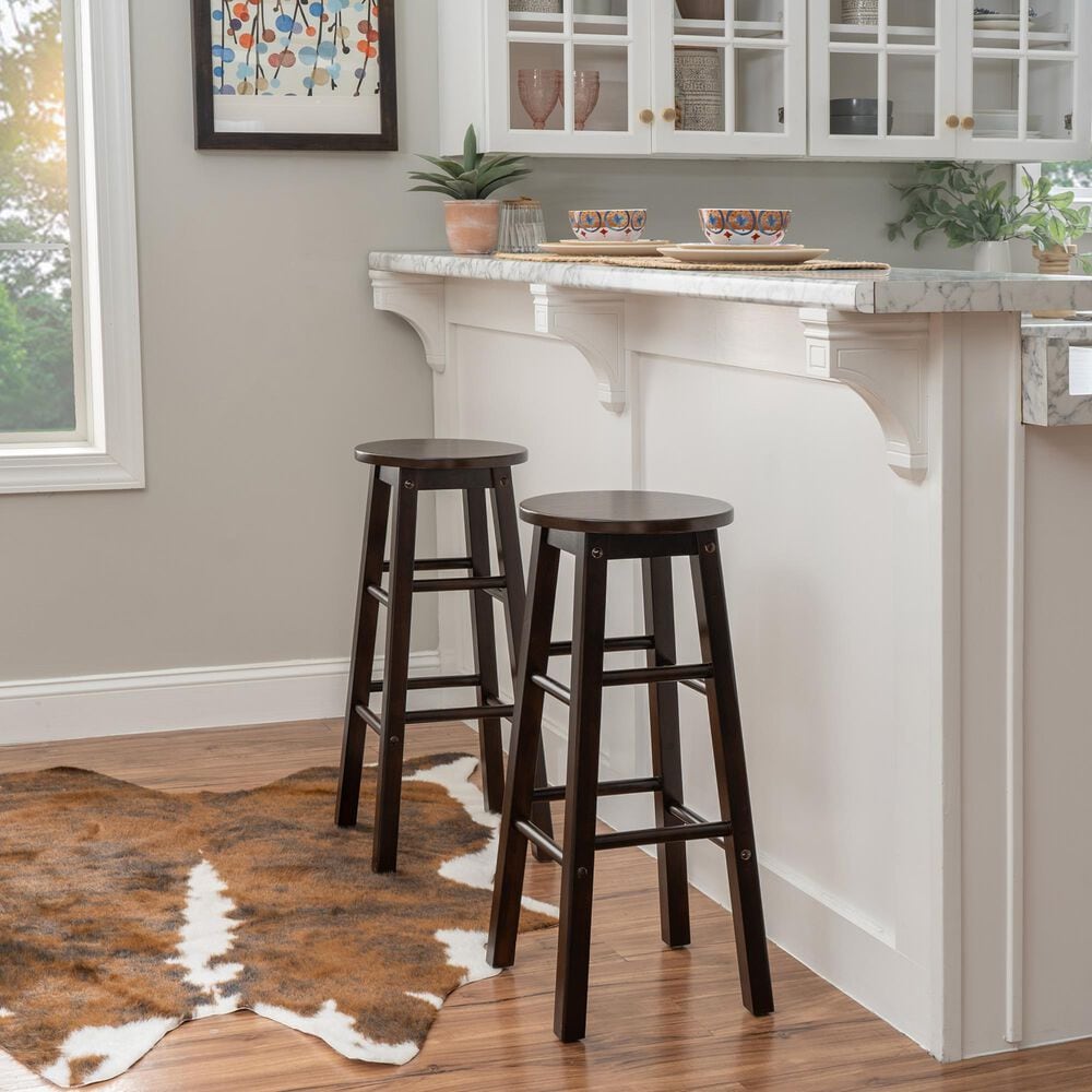 Linon Home Decor Abby 29" Bar Stool in Walnut, , large