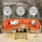 HOMLUX 11-Piece Outdoor Modular Sofa Conversation Set in Coarse-grained Orange, , large