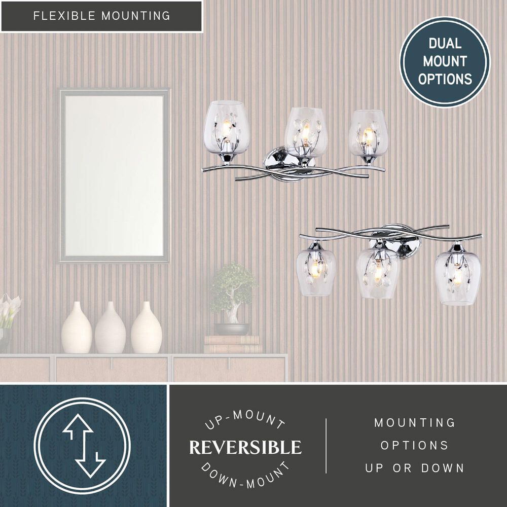 Vaxcel Wilmette 3-Light Bathroom Vanity in Chrome, , large