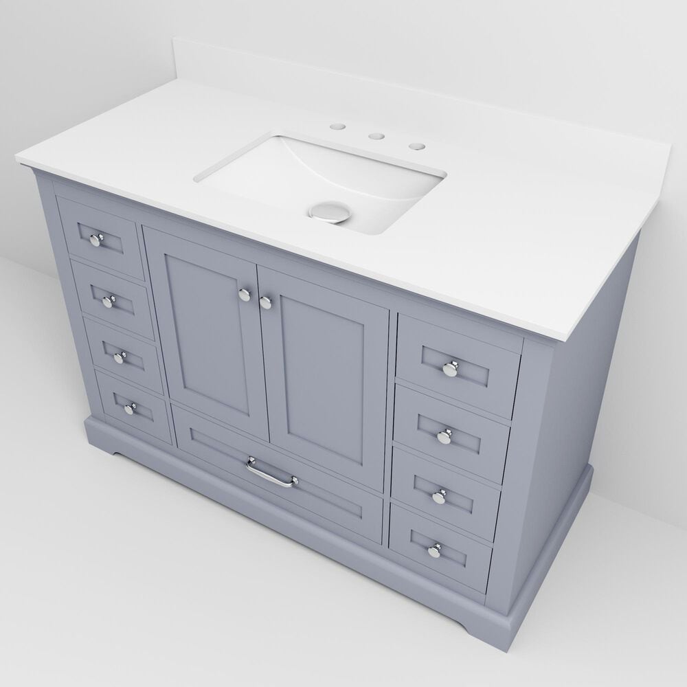 Lexora Home Dukes 48" Single Bathroom Vanity in Dark Grey with 2 cm White Quartz Top and Rectangular Sink, , large