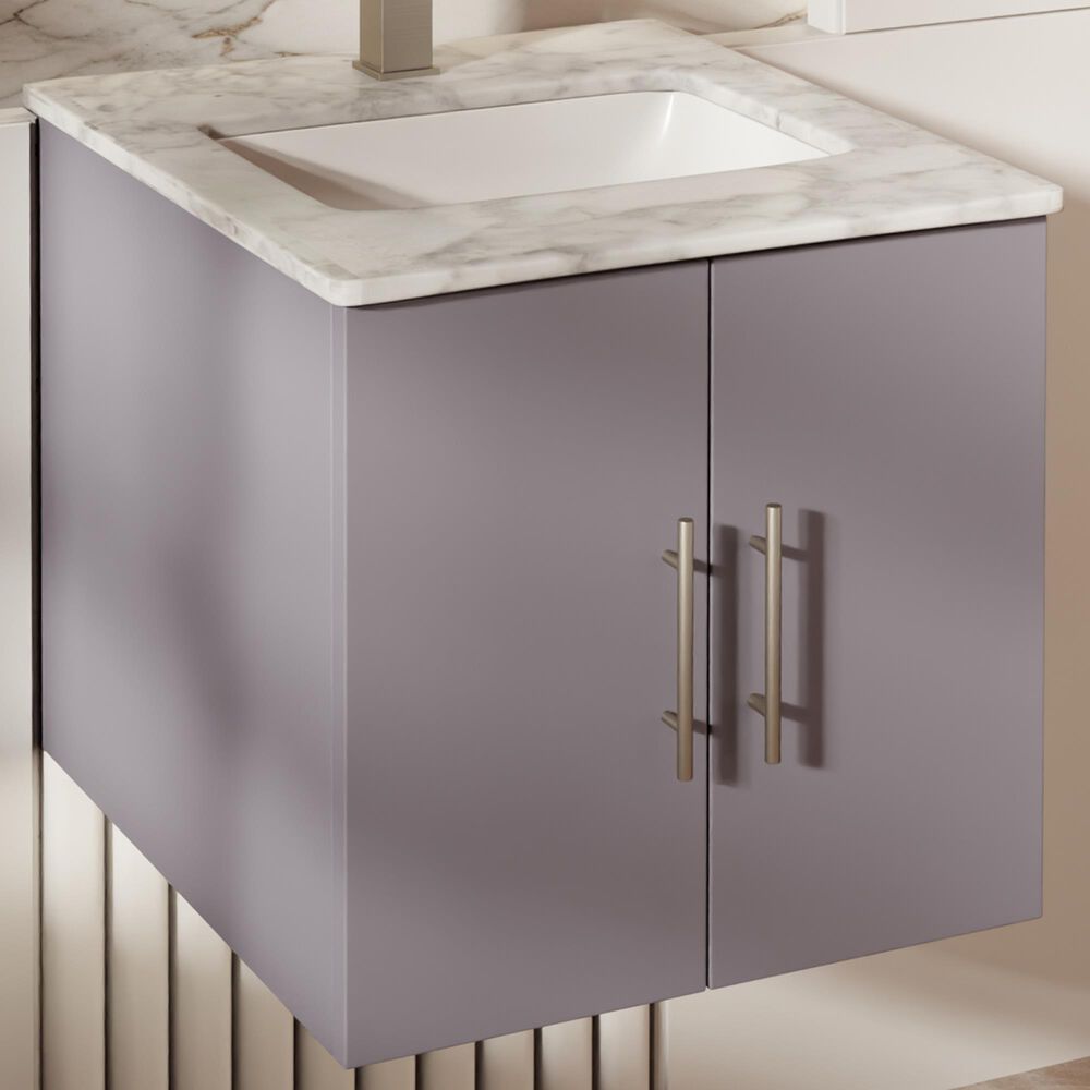 Lexora Home Geneva 24&quot; Single Bathroom Vanity in Dark Grey with 2 cm White Carrara Marble Top and Rectangular Sink, , large