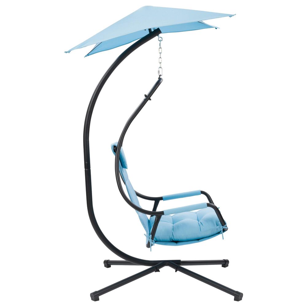 CorLiving Kingsley Chaise Lounge Chair with Canopy in Light Blue, , large