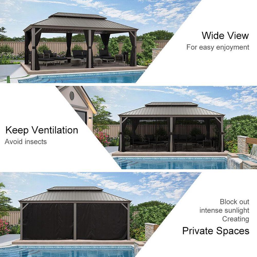 HOMLUX 12'X20' Hardtop gazebo with double roof in Bronze in Gray, , large