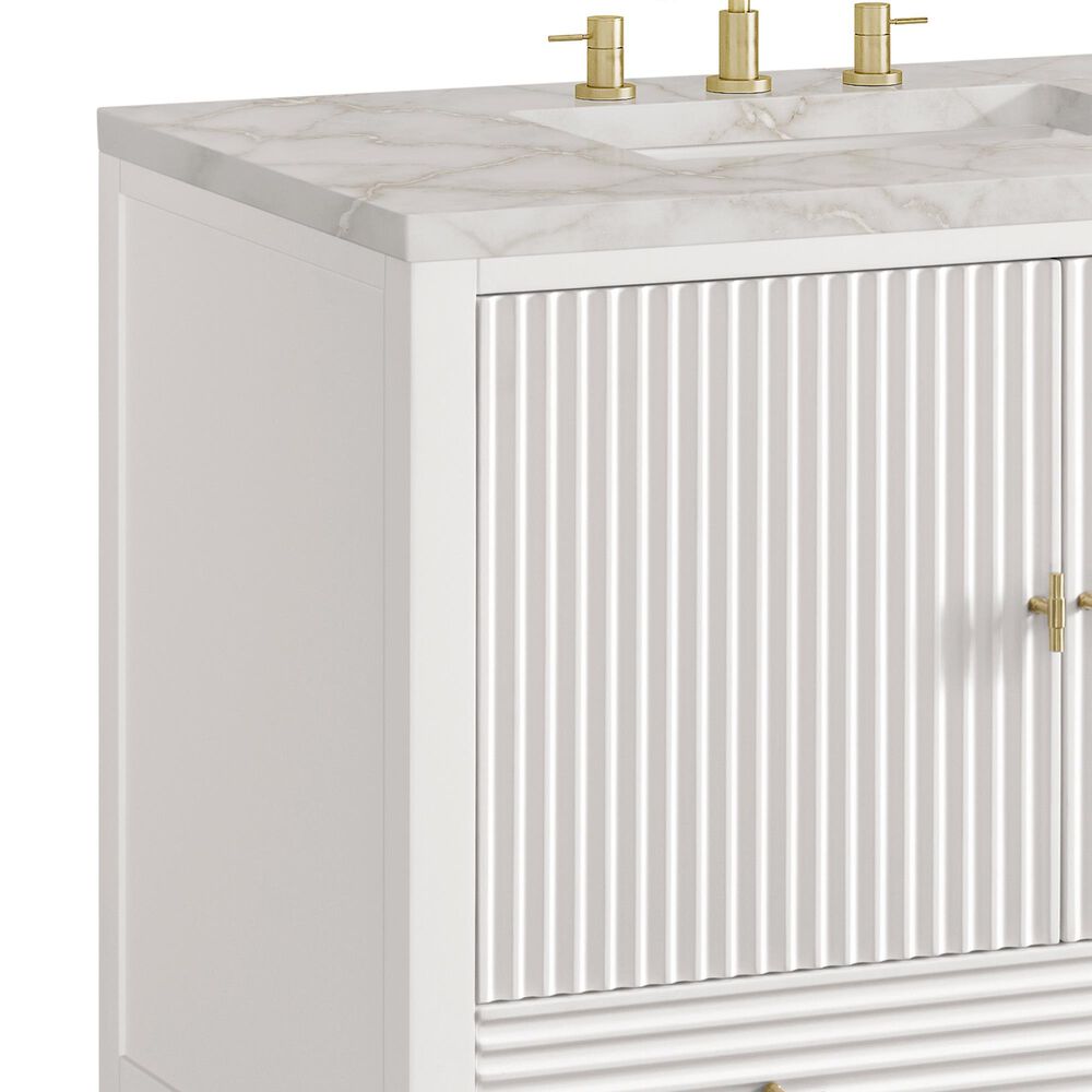 James Martin Vanities Myrrin 36&quot; Vanity in Bright White with 3 cm Victorian Silver Quartz Top, , large