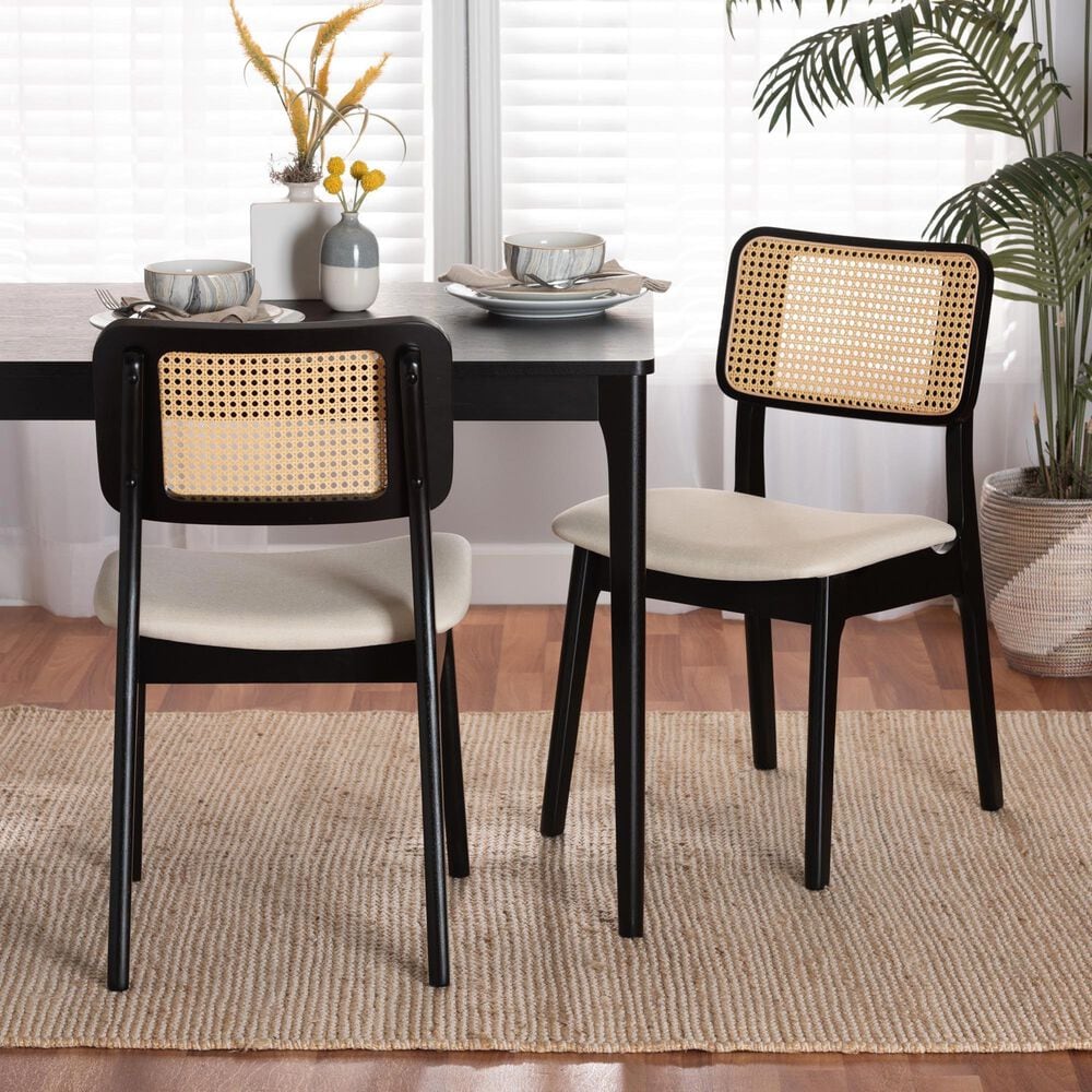 Baxton Studio Dannon Side Chair in Black and Light Brown (Set of 2), , large