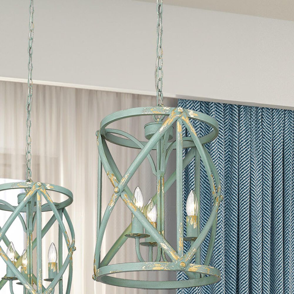 Golden Lighting Alcott 3-Light Pendant in Antique Teal and Gold, , large
