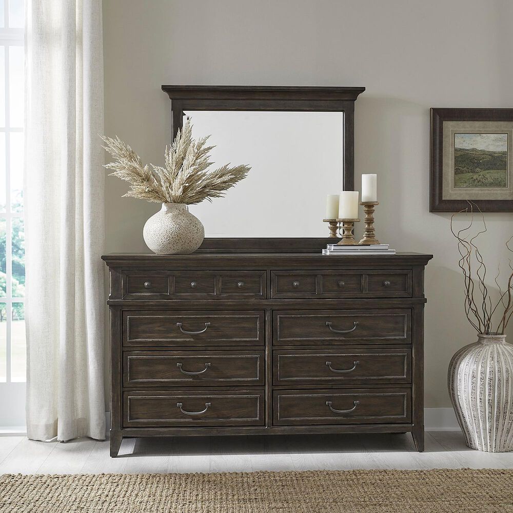 Belle Furnishings Paradise Valley Landscape Mirror in Saddle Brown, , large