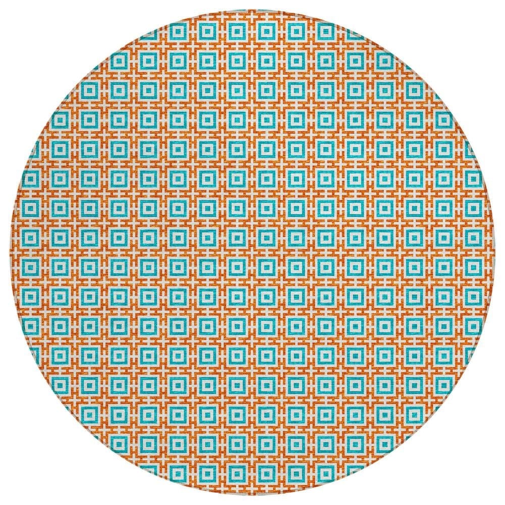 Dalyn Rug Company Marlo 4" Round Orange Indoor/Outdoor Area Rug, , large
