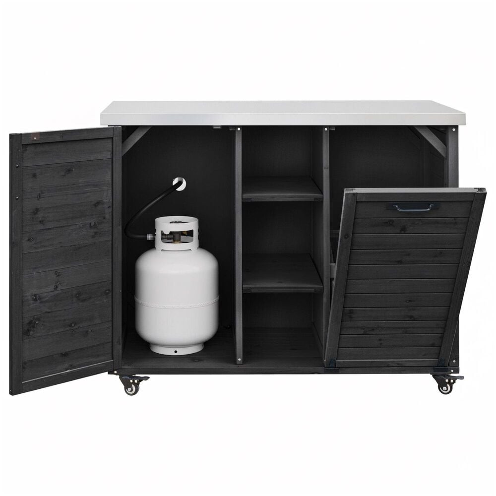 HOMLUX 78.3" Outdoor Kitchen Island with Foldable Grill Table in Black and Stainless Steel, , large