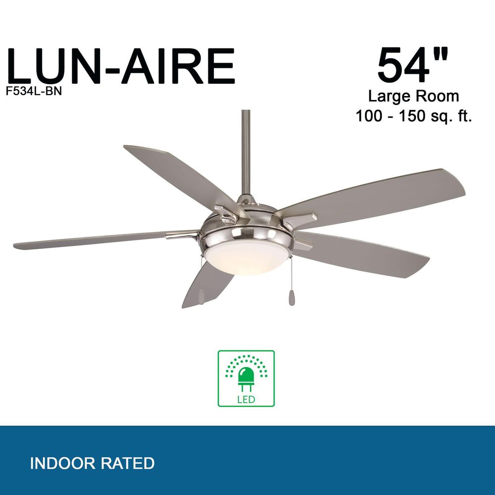 Minka-Aire Lun Aire 54" Ceiling Fan with LED Light in Brushed Nickel, , large