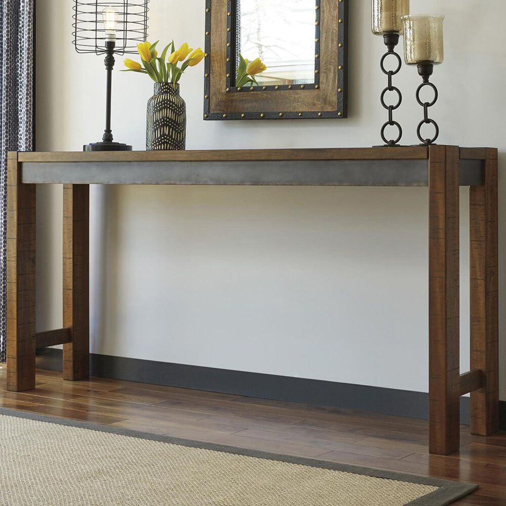 Ashley Torjin Long Counter Table in Brown and Gray, , large