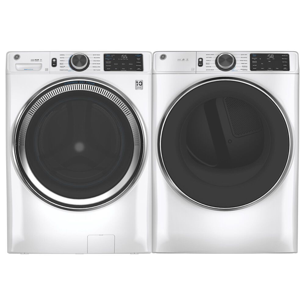 GE Appliances 4.8 Cu. Ft. Front Load Washer and 7.8 Cu. Ft. Electric Dryer Laundry Pair in White, , large