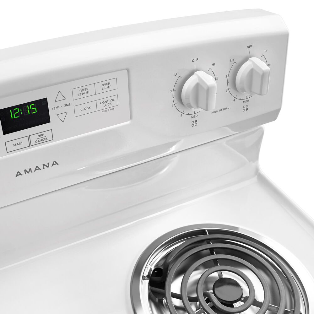 Amana 4.8 Cu. Ft. Electric Range with Bake Assist Temps in White NFM