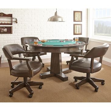 STEVE SILVER Rudy 5-Piece Round Game Table Set in Medium Walnut, , large