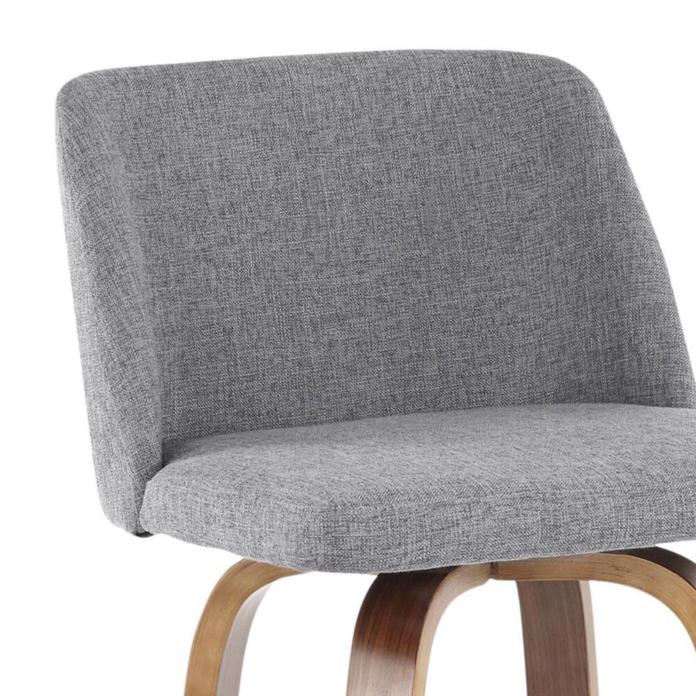LumiSource Toriano Swivel Counter Stool with Grey Fabric Upholstery in Walnut and Chrome (Set of 2), , large