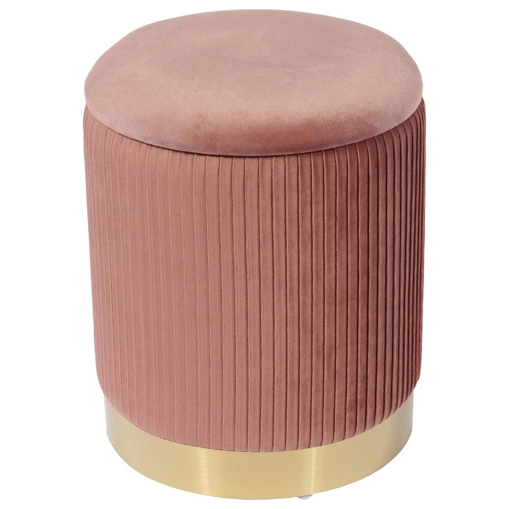 Tov Furniture Zoe Storage Ottoman in Blush Velvet Nebraska Furniture Mart
