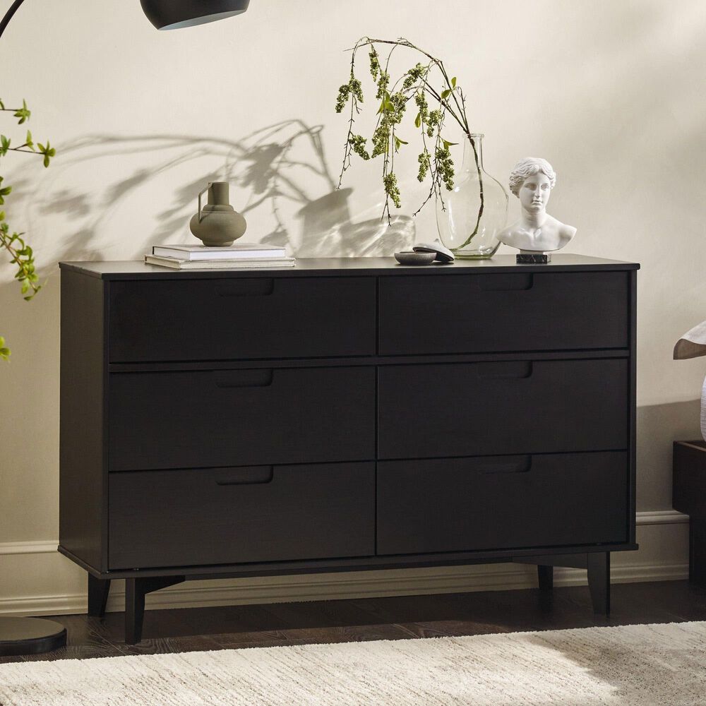 Walker Edison Sloane 6-Drawer Dresser in Black, , large