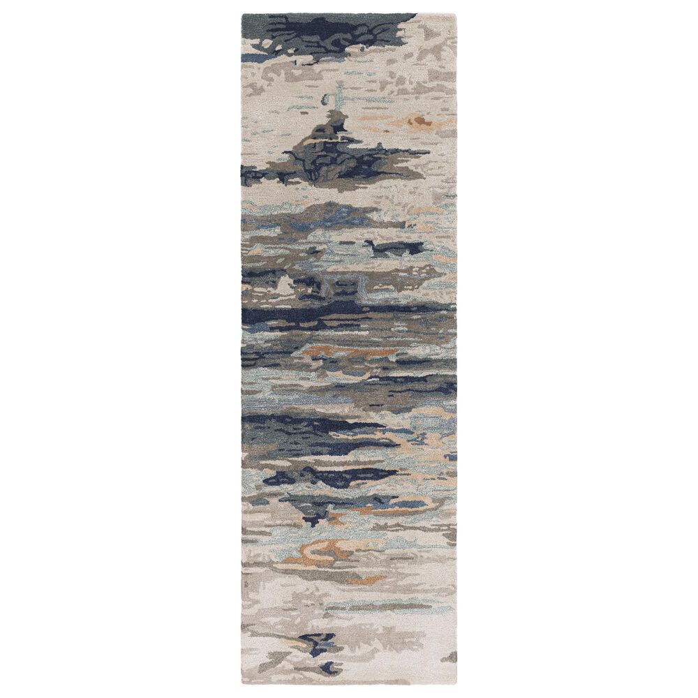 Surya Kavita 2"6" x 8" Medium Gray, Ink Blue, Deep Teal, Dark Brown, Dusty Pink, Beige and Brick Red Runner, , large