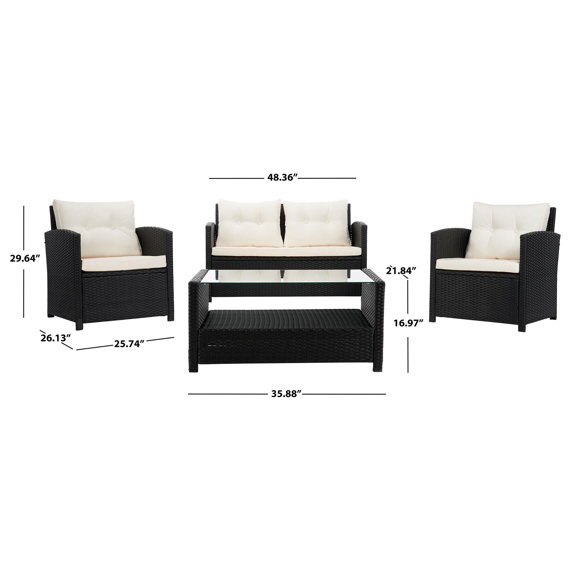 4 piece black rattan garden furniture patio 2025 set