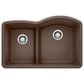 Blanco Diamond 32" 1-3/4 Reverse Double Bowl Kitchen Sink with Low Divide in Cafe, , large