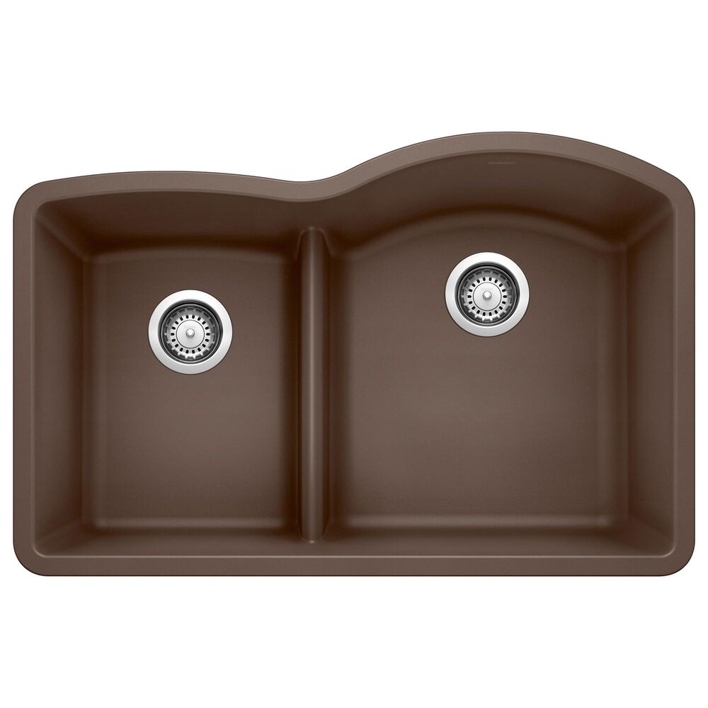Blanco Diamond 32" 1-3/4 Reverse Double Bowl Kitchen Sink with Low Divide in Cafe, , large
