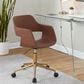 Lumisource Margarite Task Chair with Brown Faux Leather Cushion in Black, , large