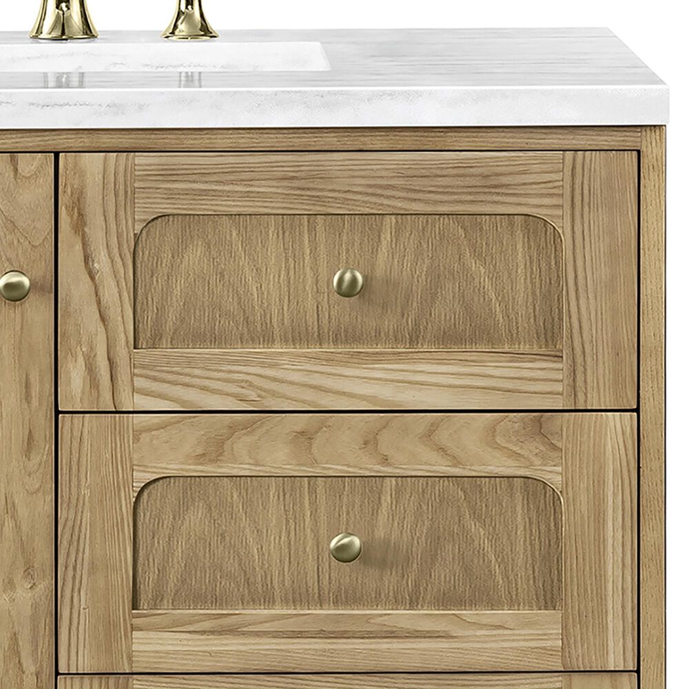 James Martin Vanities Laurent 36&quot; Single Bathroom Vanity in Light Natural Oak with 3 cm Arctic Fall Solid Surface Top and Rectangular Sink, , large
