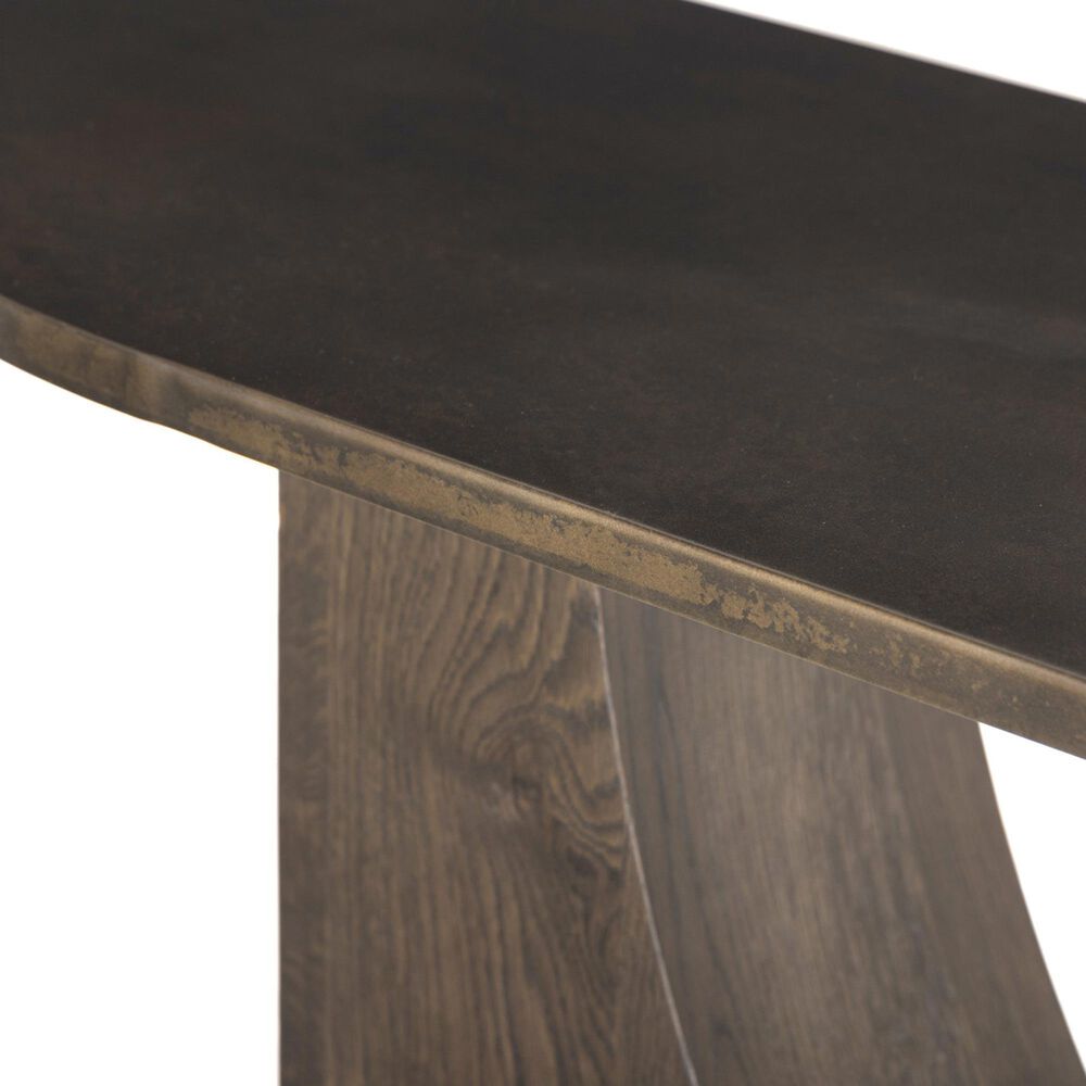 Four Hands Maly Console Table in Coffee Iron and Espresso Oak Veneer, , large
