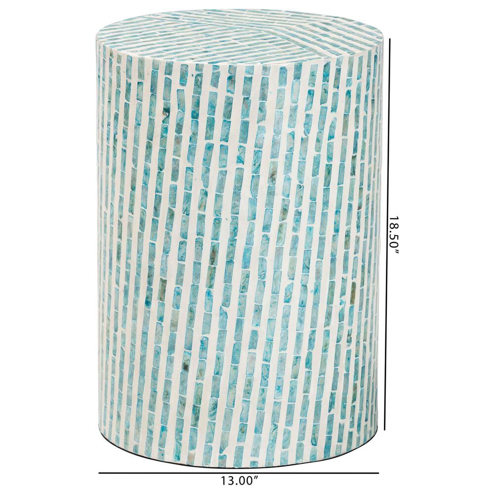 Baxton Studio Draven End Table in White and Blue, , large