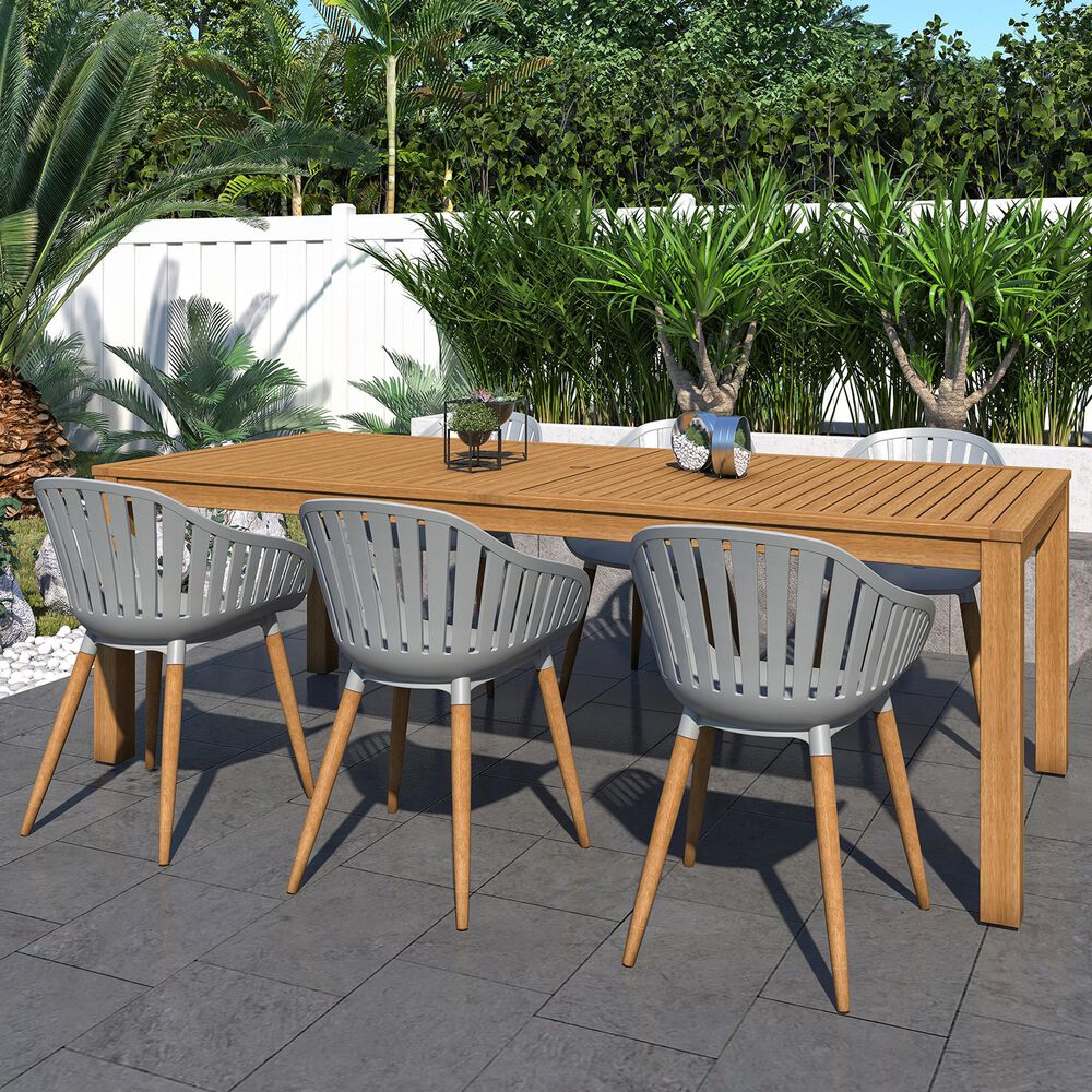 line Denmark Established theory Amazonia Alama 7-Piece Rectangular Patio Dining Set in Brown and Gray |  Nebraska Furniture Mart