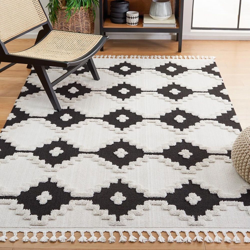 Safavieh Marrakesh MRK532A 5&#39;3&quot; x 7&#39;6&quot; Ivory and Anthracite Area Rug, , large