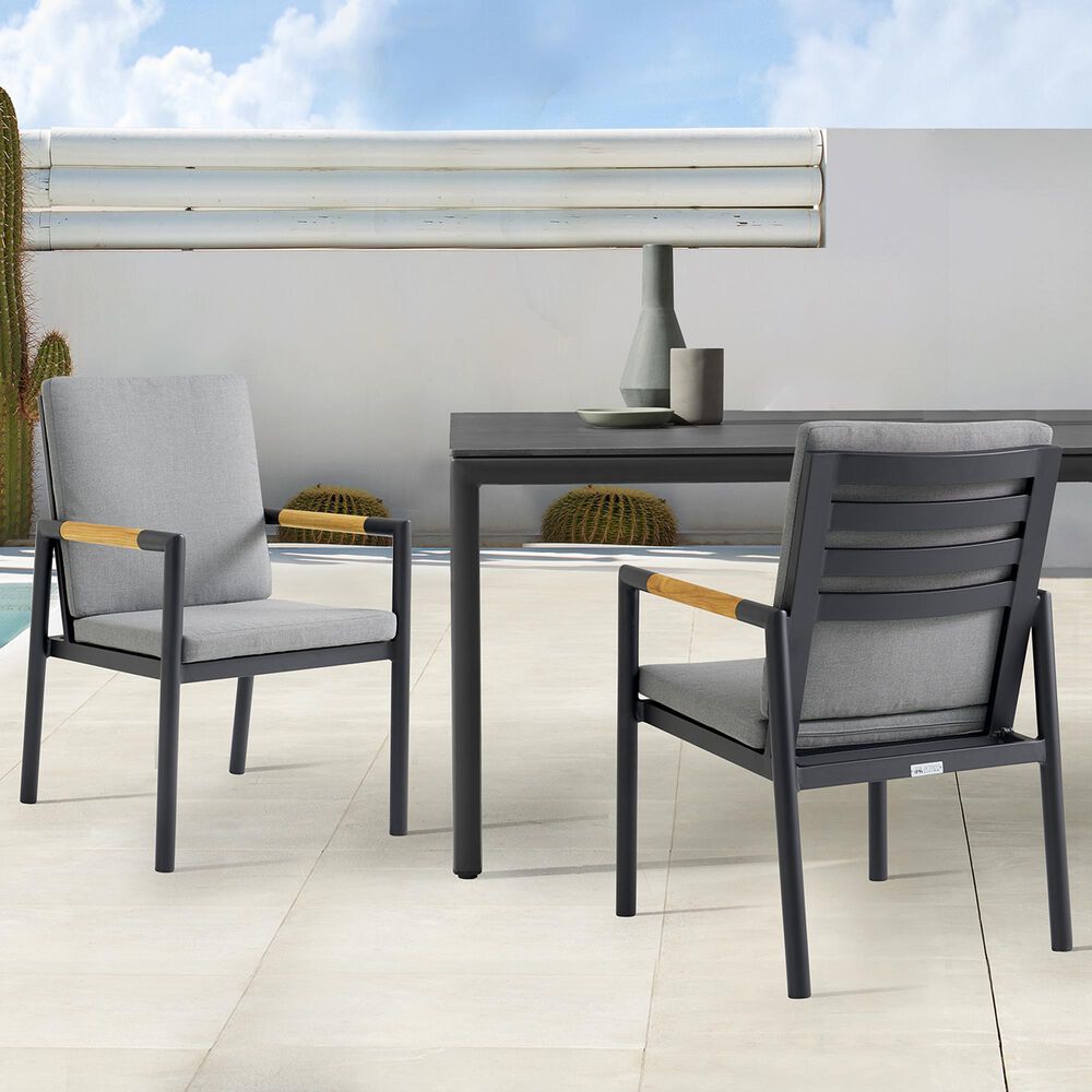 Blue River Royal Outdoor Dining Chair with Dark Gray Cushion in Black (Set of 2), , large