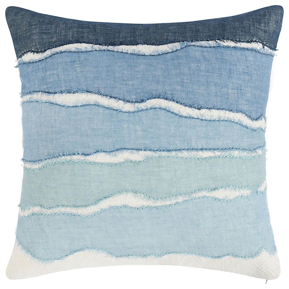 Classic Home Stillness Bikram 22" x 22" Throw Pillow in Capri Blue and White, , large