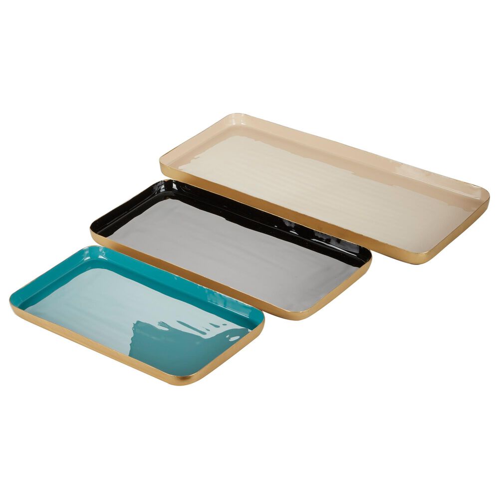 Maple and Jade Contemporary Tray in Multicolor (Set of 3), , large