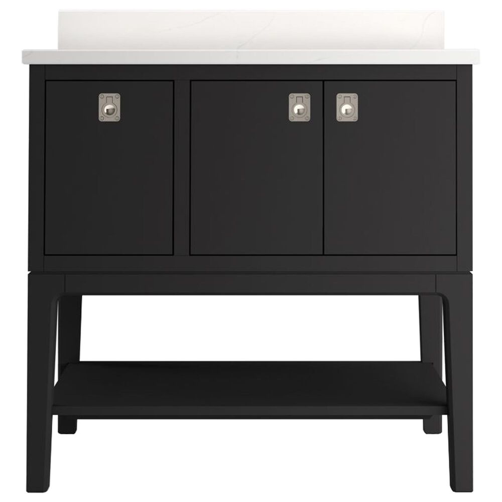 Kohler Seagrove 36" Single Bathroom Vanity in Ferrous Grey with 3 cm White Quartz Top and Rectangular Sink, , large