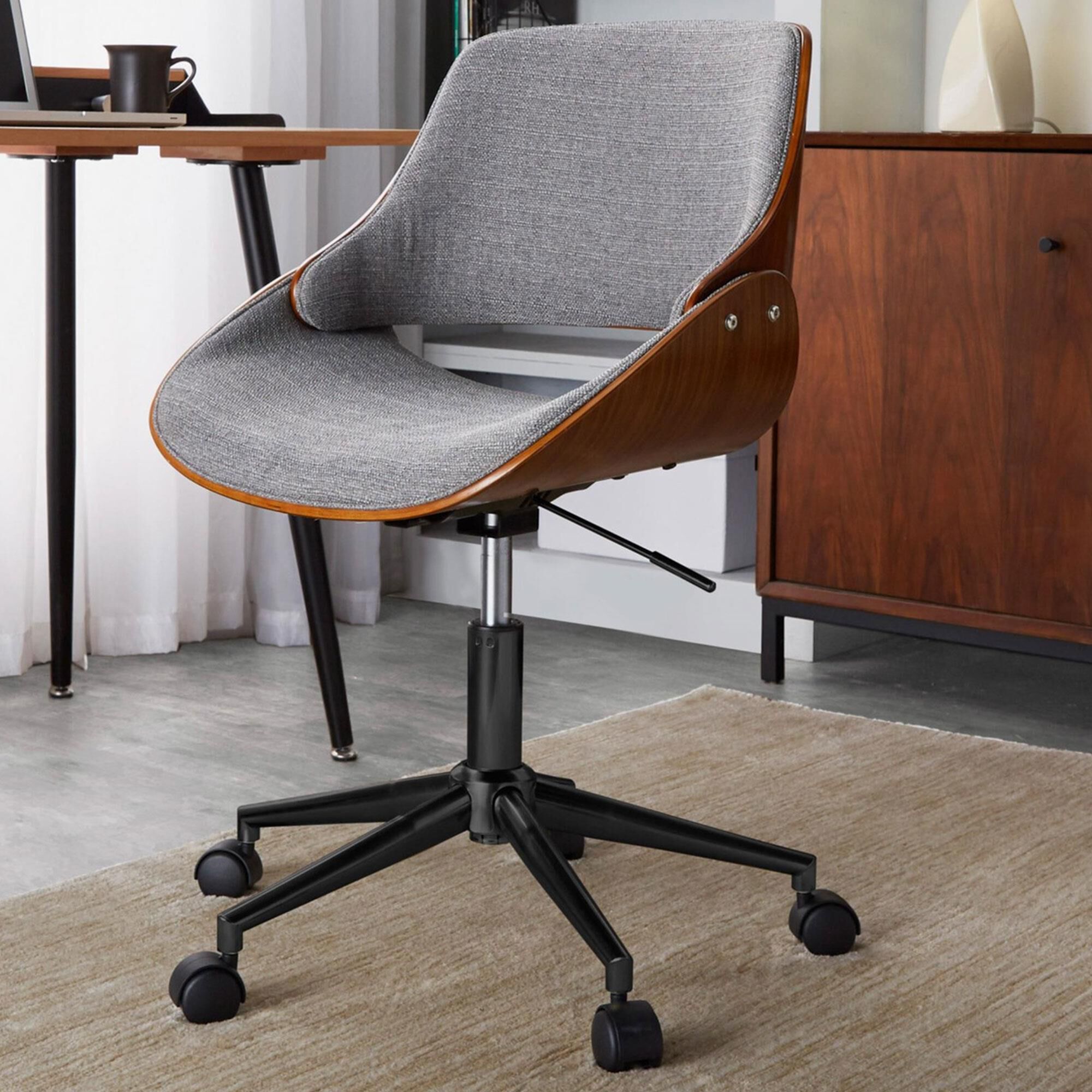 Lumisource Fabrizzi Office Chair with Grey Cushion in Walnut and Black