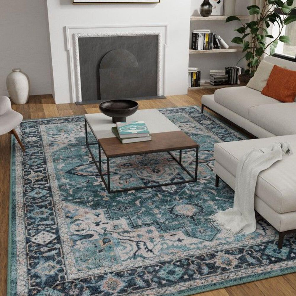 Central Oriental Rugease Velveteen Chantal Green and Ivory 7&#39;6&quot; x 9&#39;6&quot; Area Rug, , large