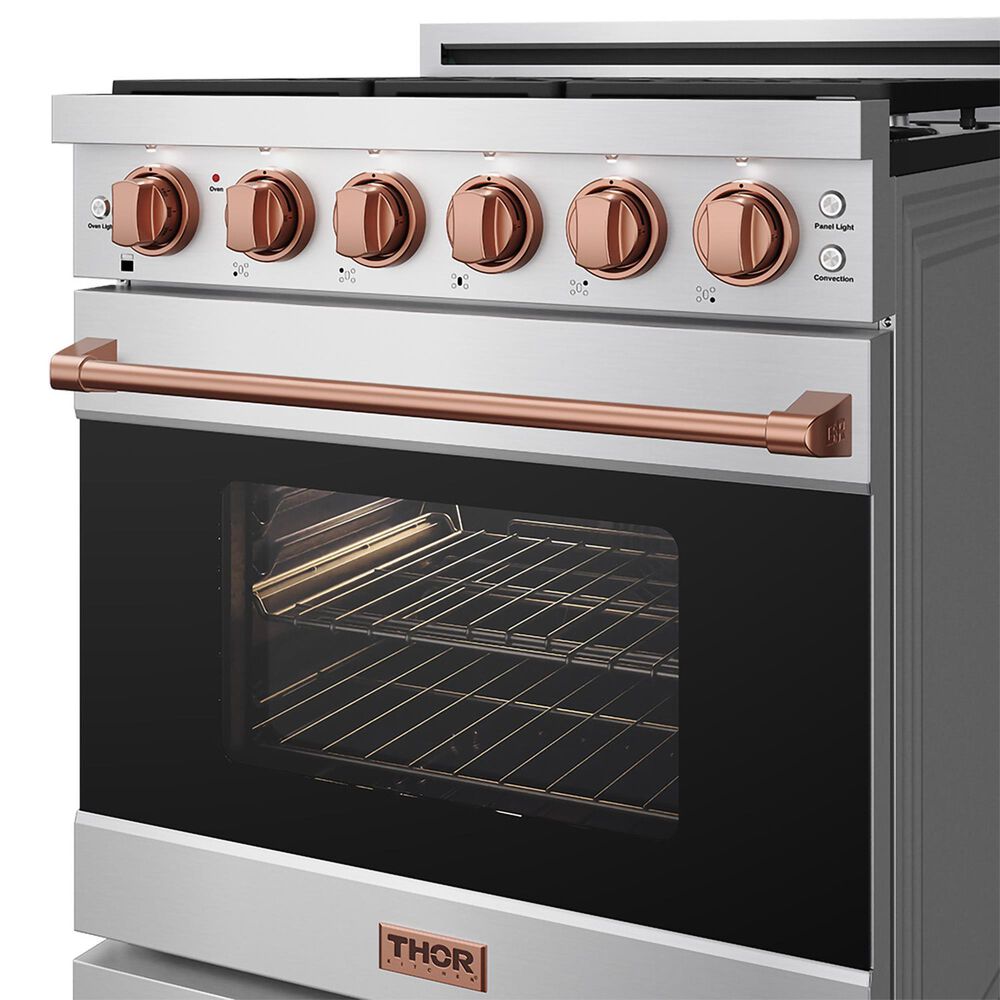Thor Kitchen Gordon Ramsay 4.6 Cu. Ft. Professional Gas Range with Rose Gold Handle Kit in Stainless Steel, , large