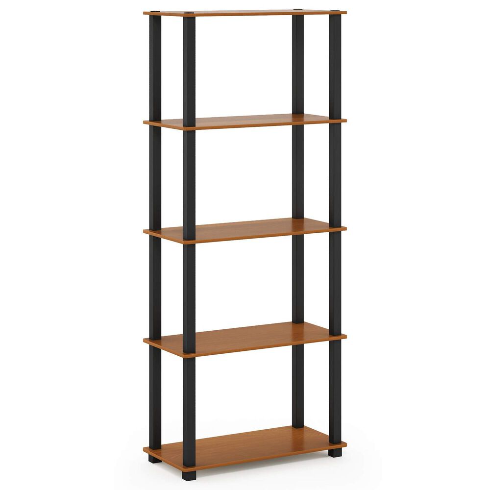 HOMLUX 5-Tier Display Rack in Light Cherry and Black, , large