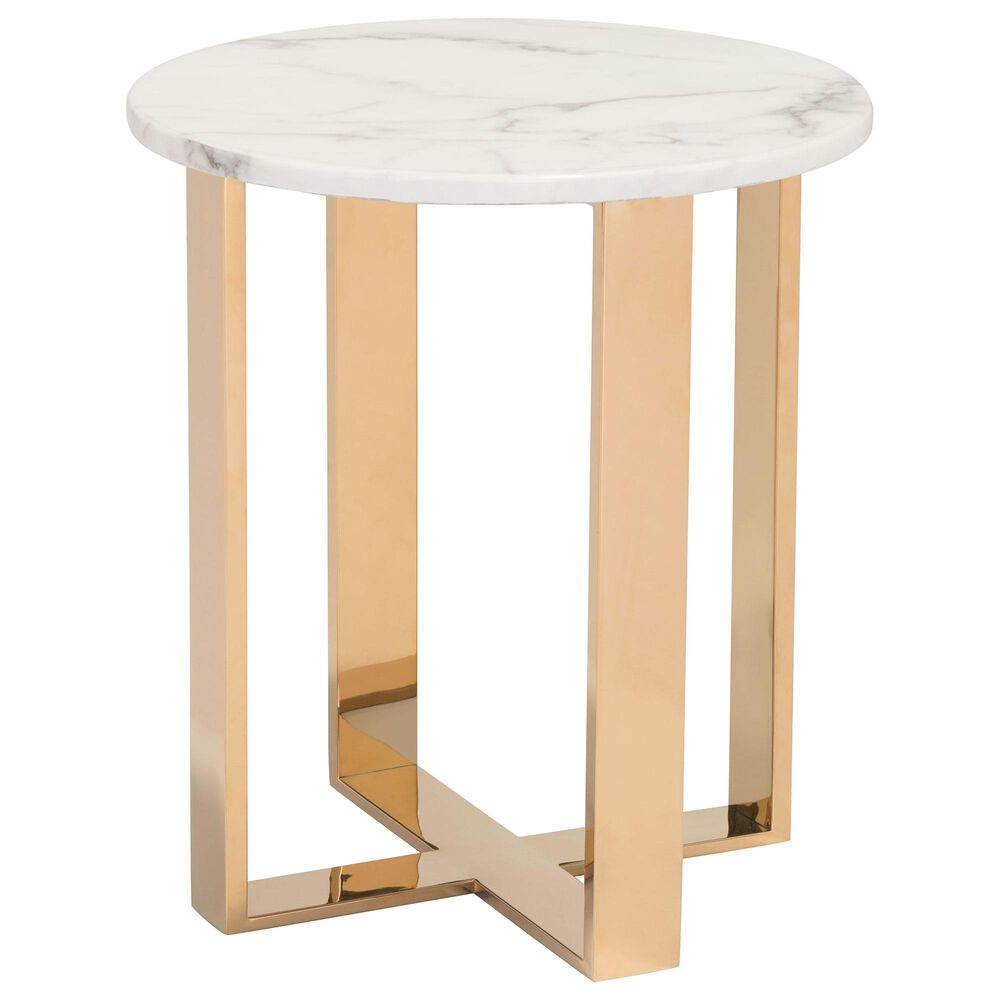 Zuo Modern Atlas End Table in White and Gold, , large