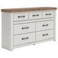 Ashley Savonport King Storage Bed with Dresser and Nightstand in White and Brown, , large