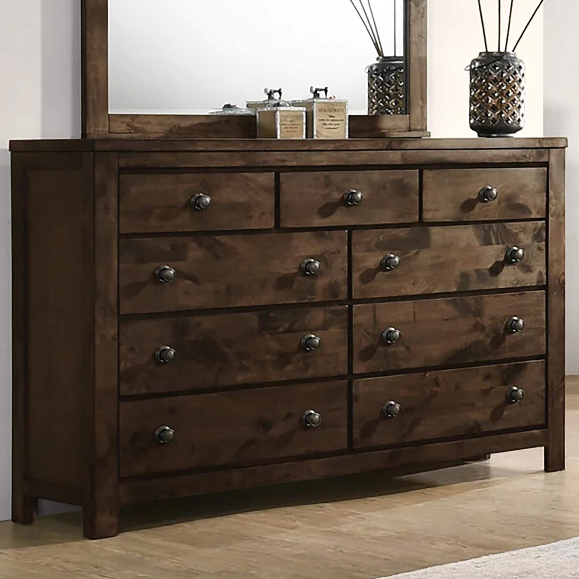 New Heritage Design Blue Ridge 9 Drawer Dresser in Rustic Gray