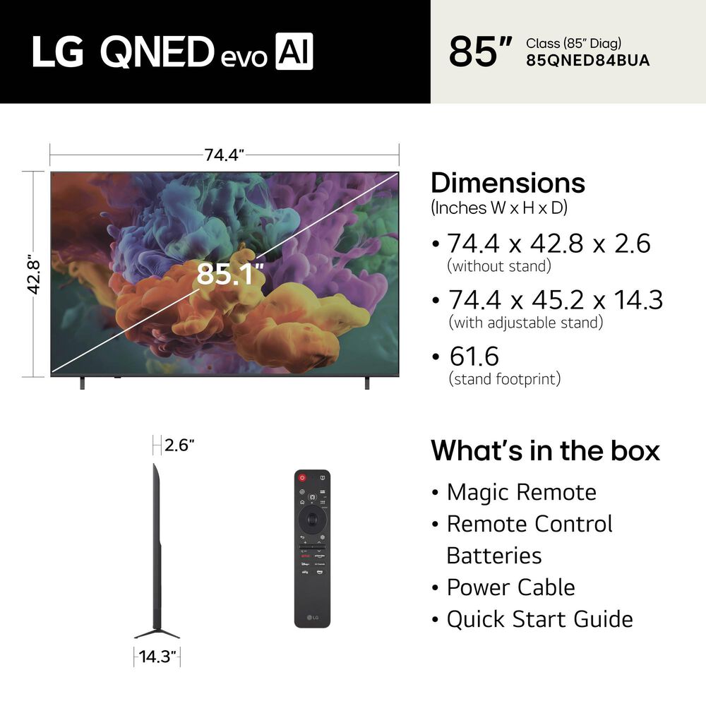 LG 85" Class QNED evo AI QNED84B Mini LED 4K Smart TV, , large