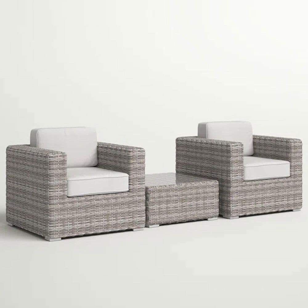 Hearth and Haven 3-piece Outdoor Wicker Conversation Set with Glass-Top Coffee Table in Grey, , large