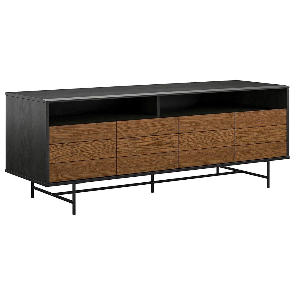 DHP Whitwell 62" TV Stand in Black Oak and Medium Brown, , large